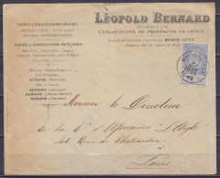 Env. "Exploitations De Phosphates De Chaux L. Bernard" Affr. N°60 Càd HYON-CIPLY /21 NOV 1899 Pour PARIS - 1893-1900 Fine Barbe