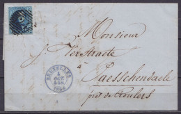 L. Affr. N°7 D24 Càd BRUXELLES /4 OCT 1856 Pour PAESSCHENDAELE (au Dos: Càd Arrivée ROULERS) - Superbe ! - 1851-1857 Medallones (6/8)