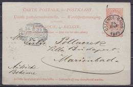 EP CP 10c Rouge-brun (type N°57) Càd OSTENDE-BAINS /24 AOUT 1895 Pour MARIENBAD Bohême Autriche - Càd Arrivée MARIENBAD - Cartoline 1871-1909