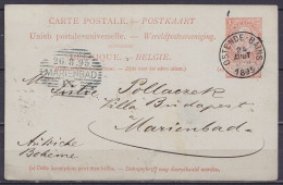 EP CP 10c Rouge-brun (type N°57) Càd OSTENDE-BAINS /24 AOUT 1895 Pour MARIENBAD Bohême Autriche - Càd Arrivée MARIENBAD - Postcards 1871-1909