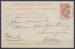 EP CP 10c Rouge-brun (type N°57) Càd OSTENDE-BAINS /30 AOUT 1897 Pour WIEN Autriche - Càd Arrivée WIEN - Postkarten 1871-1909