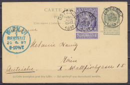 EP CP 5c Gris-vert (type N°56) + N°71 Càd OSTENDE /18 JUIN 1897 Pour WIEN Autriche - Càd Arrivée WIEN VI - Cartes Postales 1871-1909