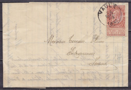 L. Affr. N°57 Càd VAULX /28 SEPT 1896 Pour LESSINES (au Dos: Càd Arrivée LESSINES) - 1893-1900 Barbas Cortas