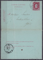 EP Carte-lettre 10c Rouge (type N°30) Càd ETHE /11 FEVR 1885 Pour Horticulteur à GAND (au Dos: Càd Arrivée GAND) - Cartoline 1871-1909