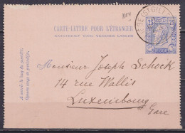 EP Carte-lettre Pour L'étranger 25c (type N°48) Càd LIEGE (ST-GILLES) /9 NOV 1895 Pour LUXEMBOURG Gare (au Dos: Càd Arri - Carte-Lettere