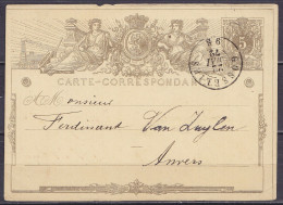 EP Carte-correspondance 5c Sépia Lion Couché Càd DC GOSSELIES /22 MAI 1872 Pour ANVERS - Postkarten 1871-1909