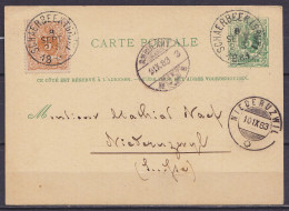 EP CP 5c Vert Lion Couché + N°28 Càd SCHAERBEEK (BRUX) /8 SEPT 1883 Pour NIERDERUZWIL Suisse - Càpt "AMBULANT N°8" Suiss - Cartoline 1871-1909