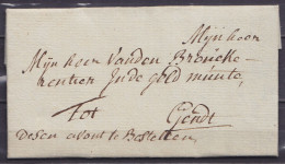 L. Datée 12 Octobre 1807 De CORTYCK (Courtrai) Pour GENDT - Man. "dezen Avont Te Bestellen" - 1794-1814 (Französische Besatzung)
