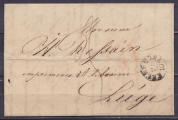 L. Datée 20 Octobre 1842 De AIX-LA-CHAPELLE Càd AACHEN /21/10 Pour LIEGE - Port "5" (au Dos: Càd "ALLEMAGNE PAR HERVE") - 1830-1849 (Belgica Independiente)