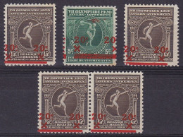 Belgique - Ensemble De N°184 & N°186 ** & * Jeux Olympiques Anvers Surcharges Décalées (voir Scans) - Unused Stamps