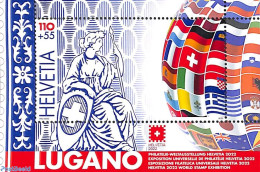 Switzerland 2022 Helvetia, Lugano Stamp Exposition S/s, Mint NH, History - Flags - Philately - Nuevos