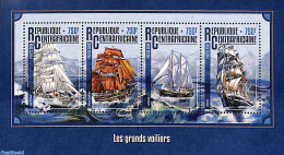 Central Africa 2016 Large Sailing Ships 4v M/s, Mint NH, Transport - Ships And Boats - Schiffe