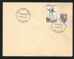 Env. Avec Oblitération : Premier Jour Figaro - Paris  19 Sept 1953 - Commemorative Postmarks