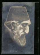 AK Portrait Abdul Hamid, Metamorphose Mit Musizierenden Nackten Frauen Im Gesicht  - Familles Royales