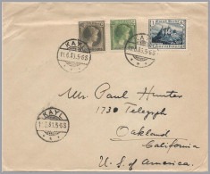 LUXEMBOURG - KAYL 1936 UPU Cover To USA - 1F Blue Vianden & 35c And 40c Charlotte 2nd - Brieven En Documenten