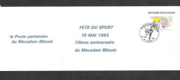 Souvenir Philatélique - Fête Du Sport 16 Mai 1993 - Macadam Blésois Avec Timbre N° 2795 - Documents De La Poste