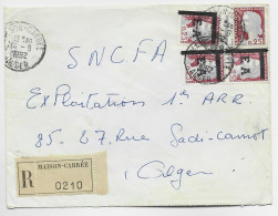 DECARIS 25C E.A.X3+ MIXTE DECARIS 25C  LETTRE REC MAISON CARREE 14.9.1962 ALGER - 1960 Marianne (Decaris)