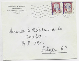 DECARIS 25C E.A.X2  SURCHARGE VIOLETTE LETTRE MEC SECAP GUELMA 4.8.1962 BONE - 1960 Marianne De Decaris