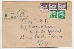 DECARIS 25C E.A.X3+10CX2 VARIETE DE SURCHARGE LETTRE REC SETIF RP 25.8.1962 SETIF - 1960 Marianne Of Decaris