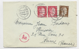 GERMANY HITLER 12CX2+3C  LETTRE BRIEF COVER  DIEKIRCH 26.12.1942  LUXEMBOURG POUR REIMS MARNE + CENSURE AE - 1940-1944 Ocupación Alemana