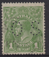 AUSTRALIA 1926 - 30 1d SAGE - GREEN  KGV (DIE I) STAMP "OS" PERF.13.1/2X12.1/2 SMW SG.O98 VFU - Gebruikt