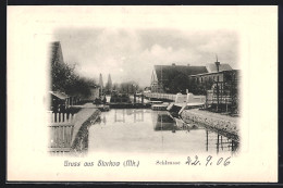 AK Storkow (Mark), Partie An Der Schleuse, Geprägtes Passepartout  - Storkow