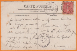 Cachet Ferroviaire  " PONTOISE à PARIS " Sur CPA  De DIEPPE Le Casino 1907 Pour 23 ST-PIERRE CHERIGNAT - Posta Ferroviaria