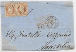 FRANCE LAURE 40C PAIRE DEVANT LETTRE FRONT COVER ANCRE C. BEYROUTH 29 DEC 1871 PAQ FR N°2 COTE 420€ +++ - 1849-1876: Classic Period