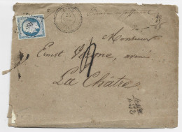 FRANCE N° 14 TB PC TYPE 22 CLUIS 1854 LETTRE MAL OUVERTE TAXE 4 MANUSCRITE - 1849-1876: Classic Period