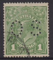 AUSTRALIA 1924 1d SAGE - GREEN  KGV  STAMP "OS" PERF.14 1st.WMK SG.O79 VFU - Usados