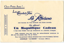 Buvard 21 X 13.5  Chocolat LE RHÔNE Vernaison Rhône Collection Aventures De JIM  Ile Au Trèsor - Chocolade En Cacao