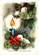 H1825 - Franky ?? Glückwunschkarte Weihnachten - Tannenzweig Kerze - Horn - Other & Unclassified
