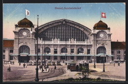 AK Basel, Blick Zum Badischen Bahnhof  - Bâle