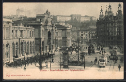 AK Zürich, Bahnhof Und Strassenbahn  - Strassenbahnen