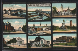 AK Duisburg, Königsplatz, Hafen, Ruhr- Und Rheinbrücke  - Duisburg