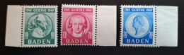 Baden Mi 47-49 MNH(postfrisch) Goethe - Bade