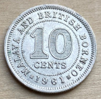 1961 Malaya & British Borneo British Colony Coin 10 Cents,KM#2,7362K - Maleisië