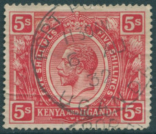 Kenya Uganda And Tanganyika 1922 SG92 5s Carmine-red KGV FU (amd) - Kenya, Uganda & Tanganyika