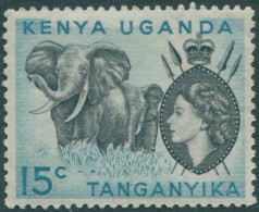 Kenya Uganda And Tanganyika 1954 SG169 15c QEII Elephants MNH (amd) - Kenya, Uganda & Tanganyika