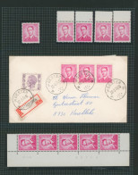 Baudouin à Lunettes - Page De Collection : N°1069** : N° De Planche 1 à 4 + Coin Daté (1968/72,  6x) + Lettre - 1953-1972 Bril