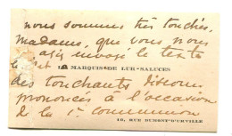 Carte De Visite La Marquise De LUR-SALUCES - Visiting Cards