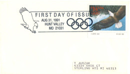 325  Aigle: Env. Premier Jour États-Unis, 1991 - United States, $14-Eagle-Stamp FDC. Bird Of Prey Rapace - 1991-2000