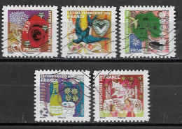 France 2010 Oblitéré Autoadhésif  N° 498 - 499 - 500 - 501 - 504   "  Meilleurs Voeux  " - Used Stamps