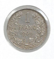 LEOPOLD II * 1 Frank 1909 Frans  Zonder Punt * Prachtig * Nr 12882 - 1 Franc