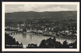 AK Aschach An Der Donau, Totalansicht Mit Brücke  - Autres & Non Classés