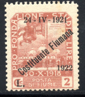 2979.ITALY,HUNGARY, FIUME 1921 SC.157 MH - Fiume