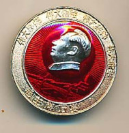 Broche Métallique Chinoise Diamètre 34mm Tête De Mao Tse-Toung      Mao Zedong - Brochen