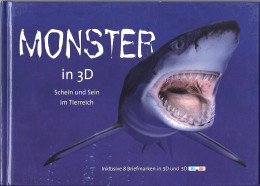 413  "Monster Animals" In 3D. Vampire Bat Mite White Shark Rattlesnake Mantis Widow Spider Iguana Tyrannosaurus Dinosaur - Other & Unclassified