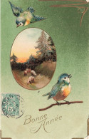 FETES - VOEUX - Bonne Année - Oiseaux - Sapins - Carte Postale Ancienne - Año Nuevo