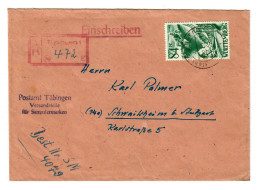 Einschreiben Tübingen, Versandstelle Für Sammlermarken Nach Schwaikheim, 1948 - Wurtemberg